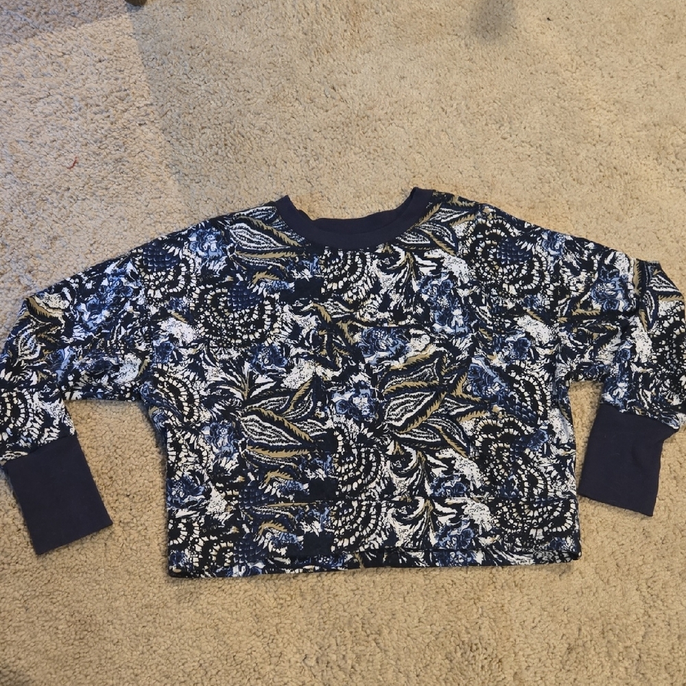 Joie Blue and White Patterned Sweatshirt